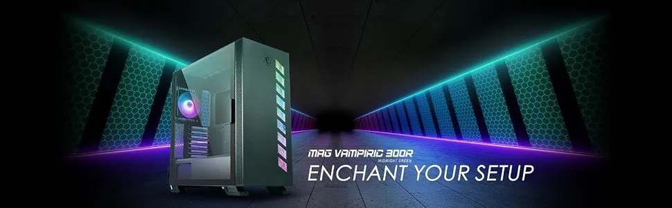 MSI MAG Vampiric 300R ARGB (ATX) Mid Tower Cabinet (Midnight Green) overview 1