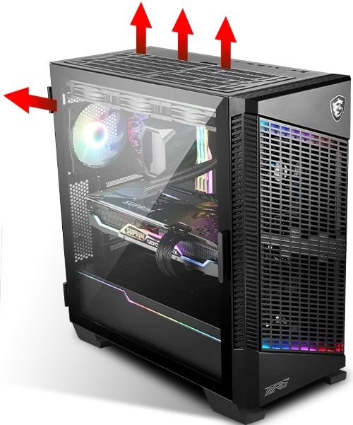 MSI MPG Velox 100P Airflow ARGB (ATX) Mid Tower Cabinet (Black) overview 2