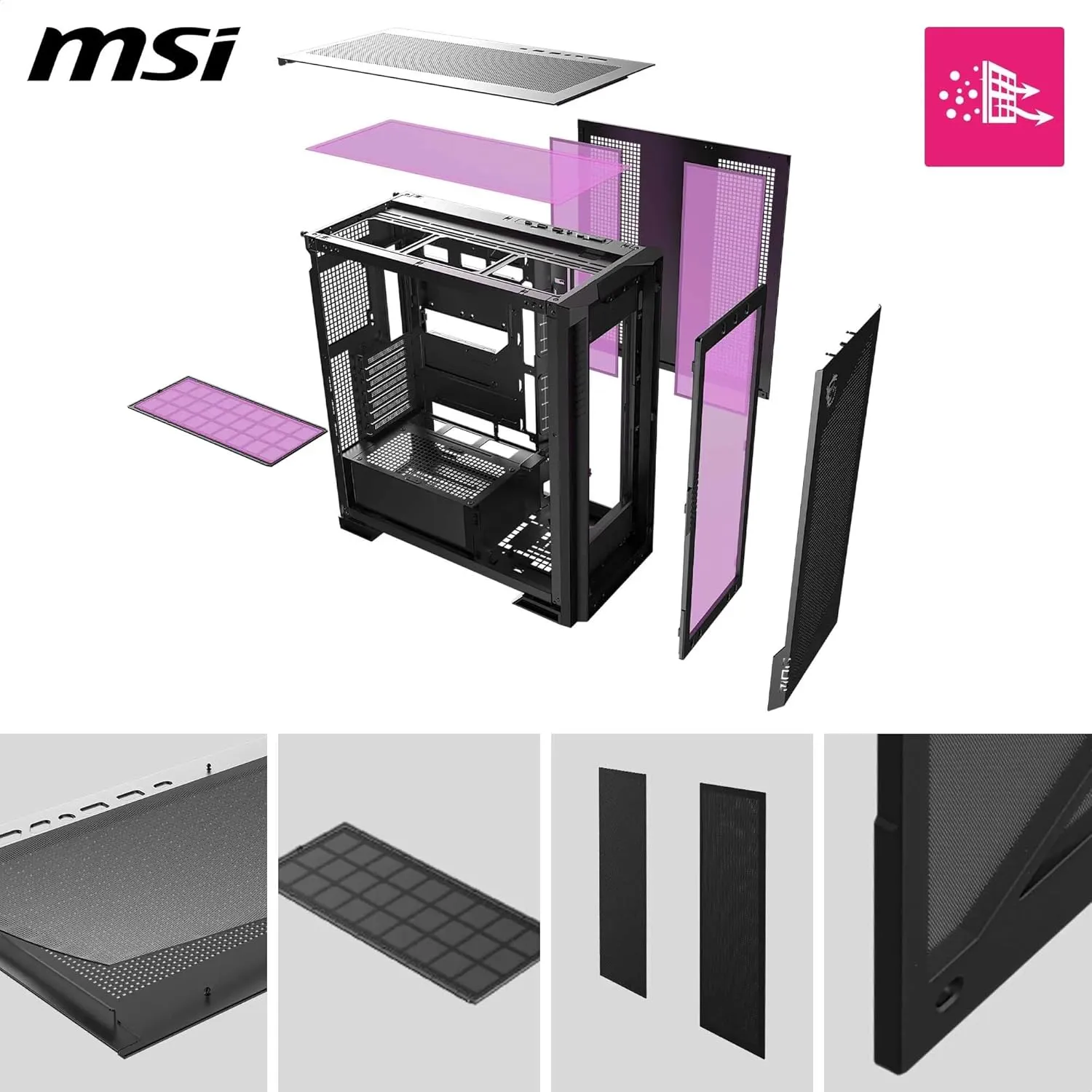 MSI MPG Velox 300R Airflow PZ ARGB E-ATX Mid Tower Case (Black) overview 3