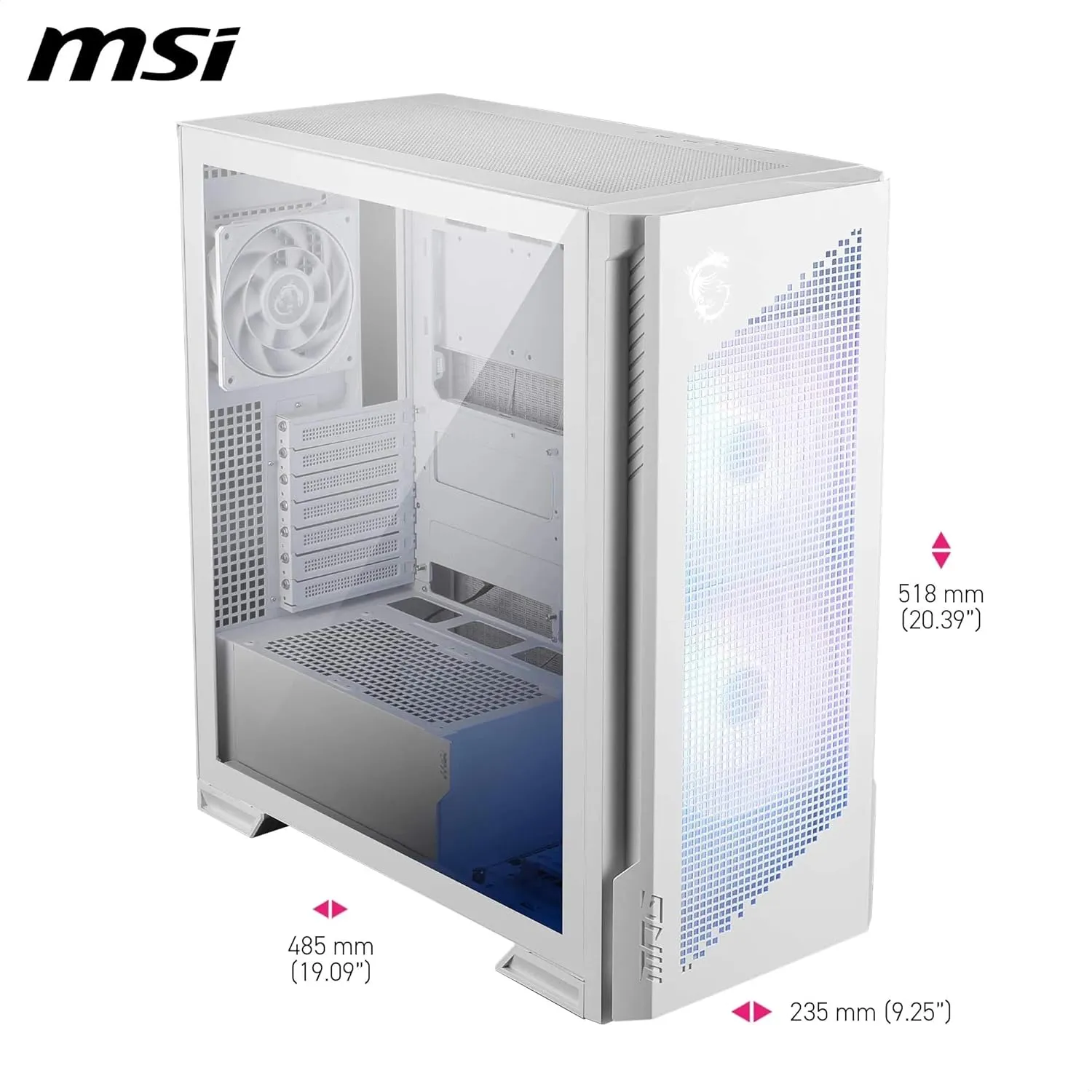 MSI MPG Velox 300R Airflow PZ ARGB E-ATX Mid Tower Case (White) overview 2