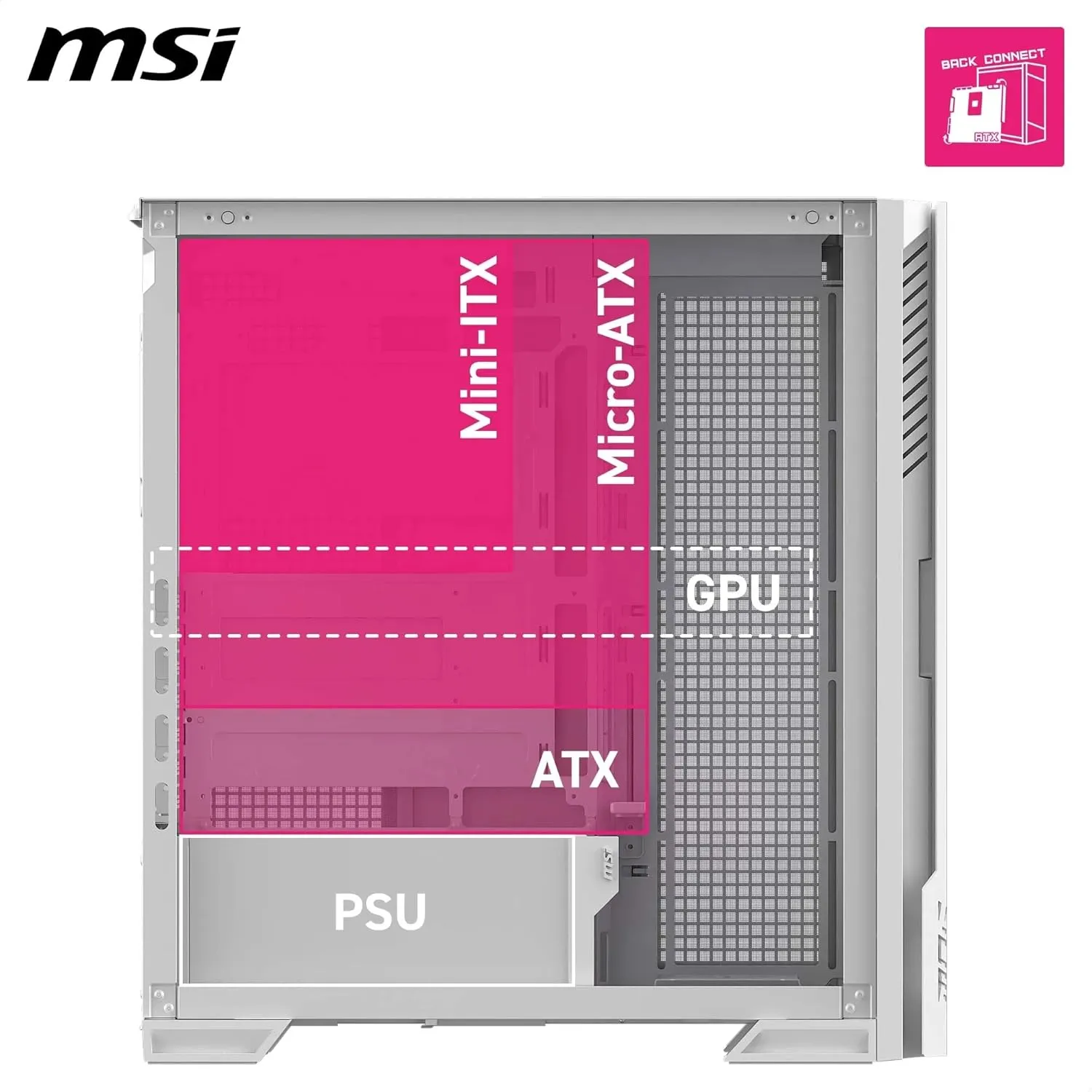 MSI MPG Velox 300R Airflow PZ ARGB E-ATX Mid Tower Case (White) overview 4