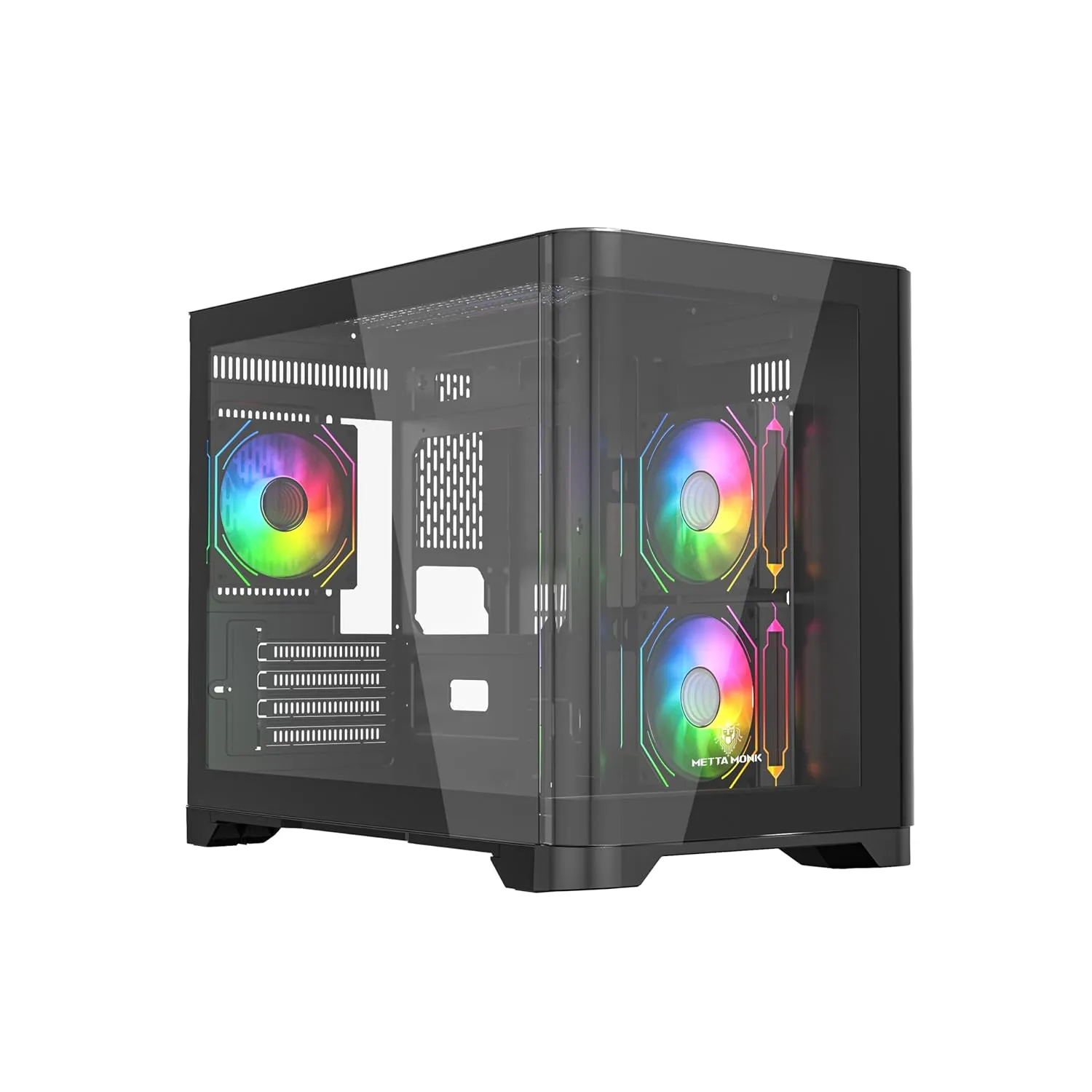 Metta Monk Seafrost Curved Glass Gaming Cabinet - Black overview 1