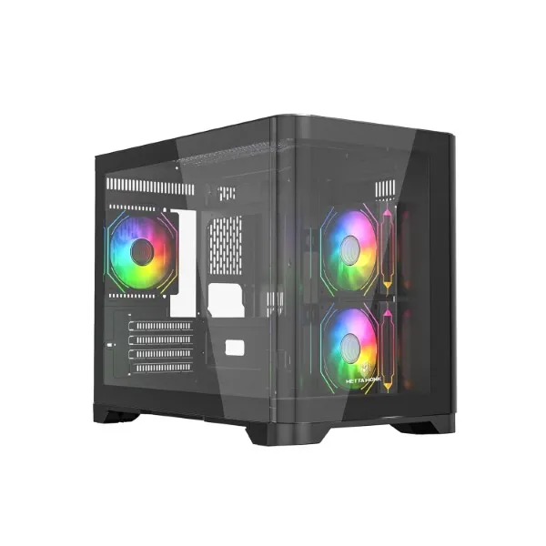 Metta Monk Seafrost Curved Glass Gaming Cabinet - Black