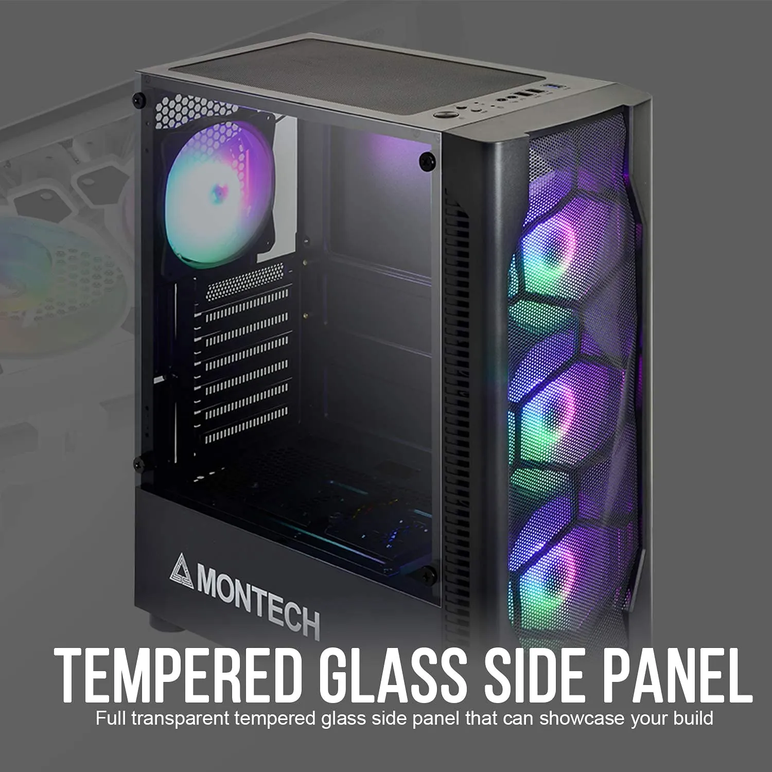 Montech X1 Mid Tower Cabinet (Black) overview 3