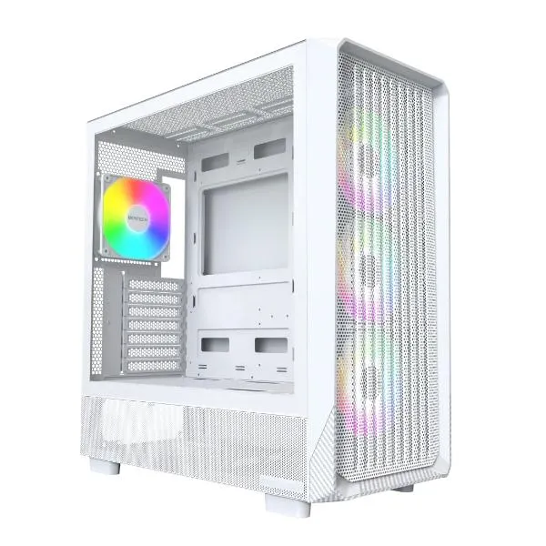 Montech X5 ARGB carbon fiber Print ATX Gaming Case - White