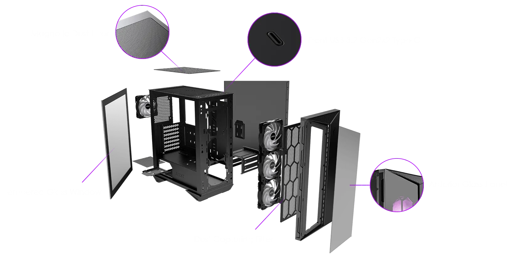 Msi MPG Gungnir 110R Cabinet - Black overview 5