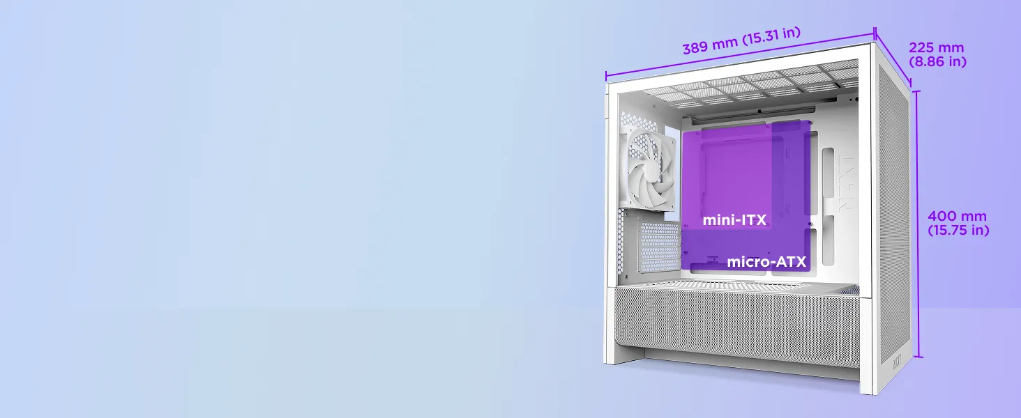 NZXT Chassis H3 Flow (2025) M-ATX Mid-tower Case without PSU overview 2