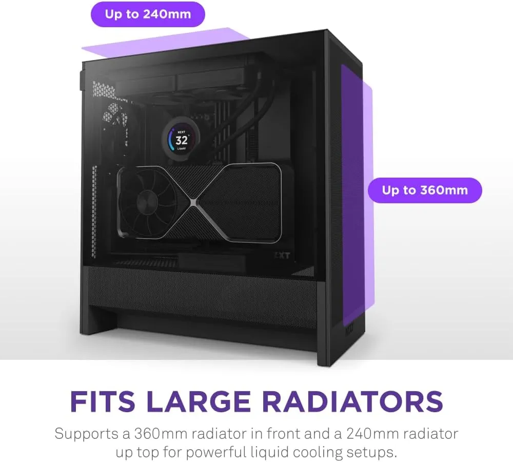 NZXT H5 Flow 2024 Compact ATX Mid-Tower PC Gaming Case (Black) overview 3