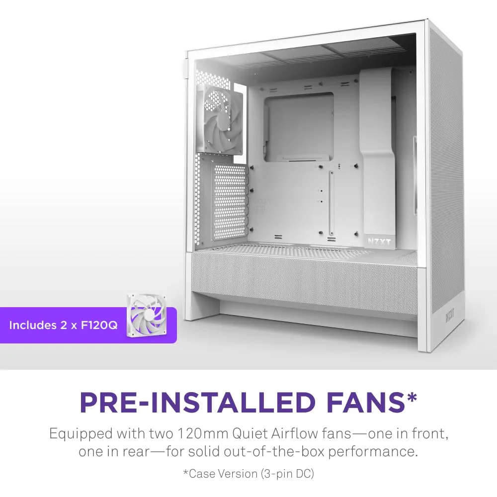 NZXT H5 Flow 2024 Compact ATX Mid-Tower PC Gaming Case (White) overview 13