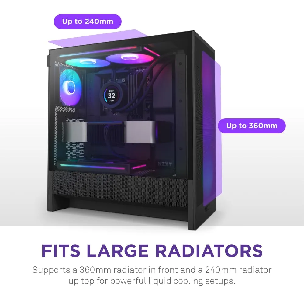 NZXT H5 Flow RGB 2024 Edition ATX Mid Tower Chassis (All Black) overview 3