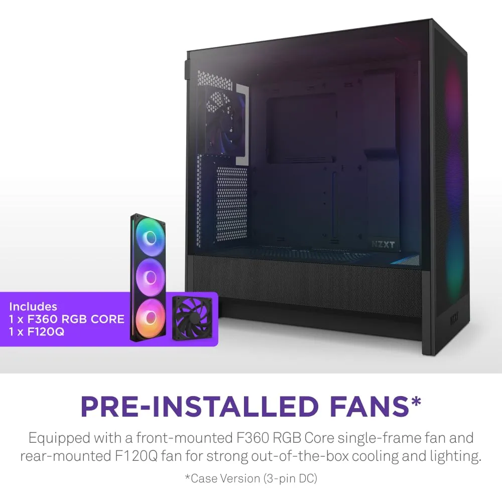 NZXT H5 Flow RGB 2024 Edition ATX Mid Tower Chassis (All Black) overview 5