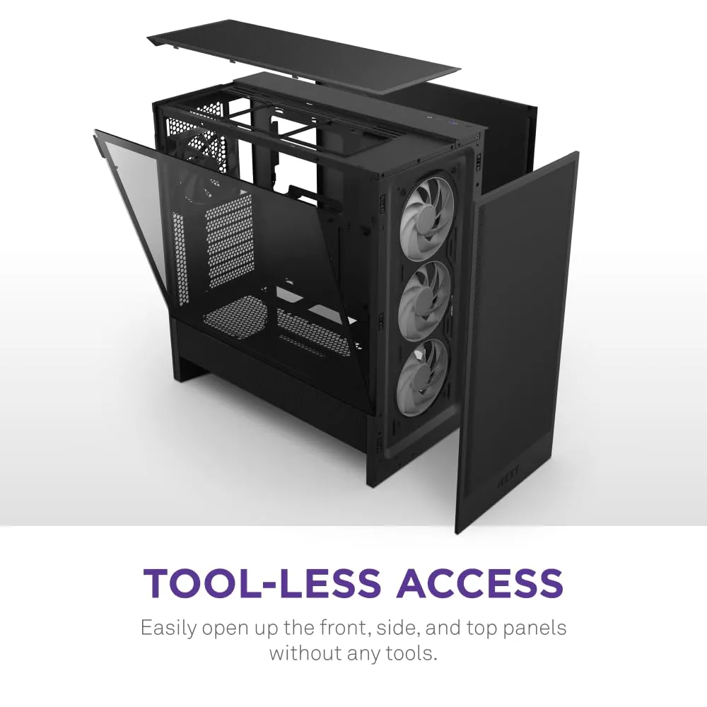 NZXT H5 Flow RGB 2024 Edition ATX Mid Tower Chassis (All Black) overview 7