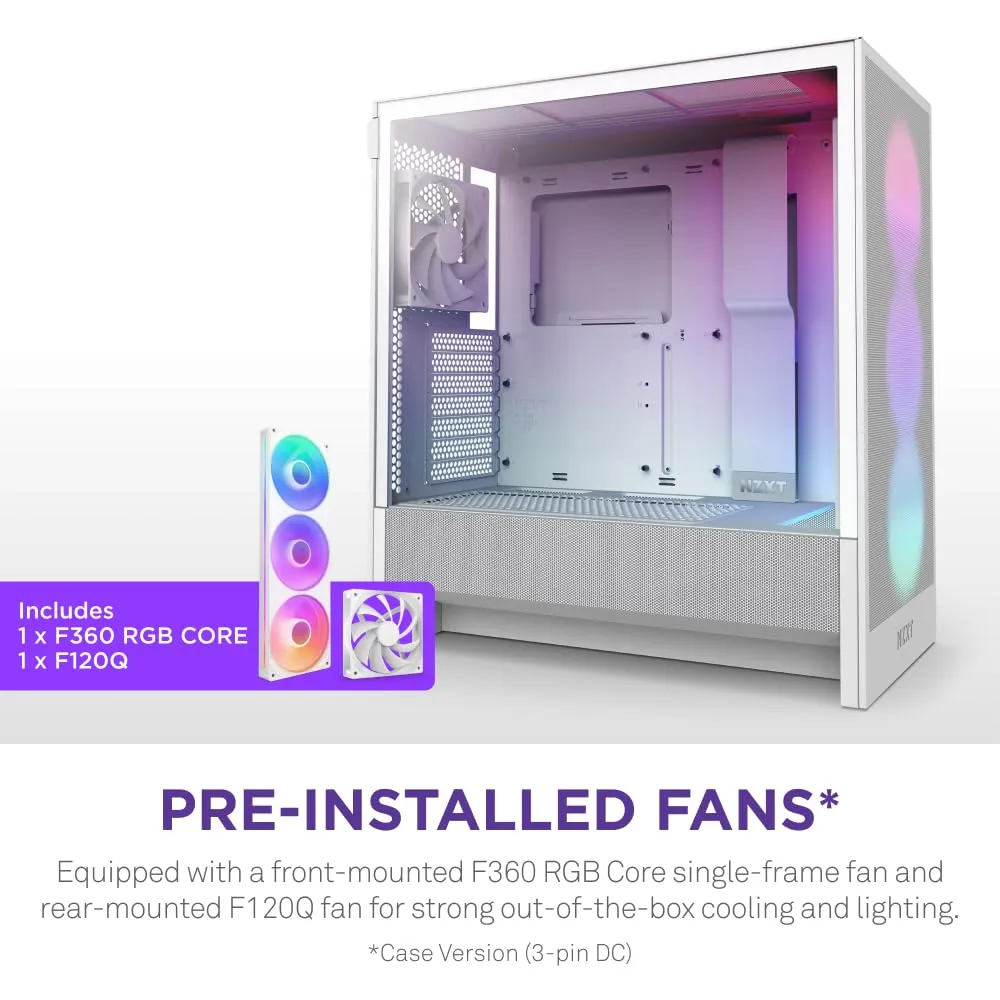 NZXT H5 Flow RGB 2024 Edition ATX Mid Tower Chassis (All White) overview 5