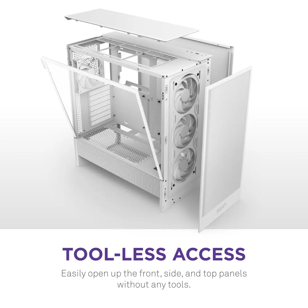 NZXT H5 Flow RGB 2024 Edition ATX Mid Tower Chassis (All White) overview 7