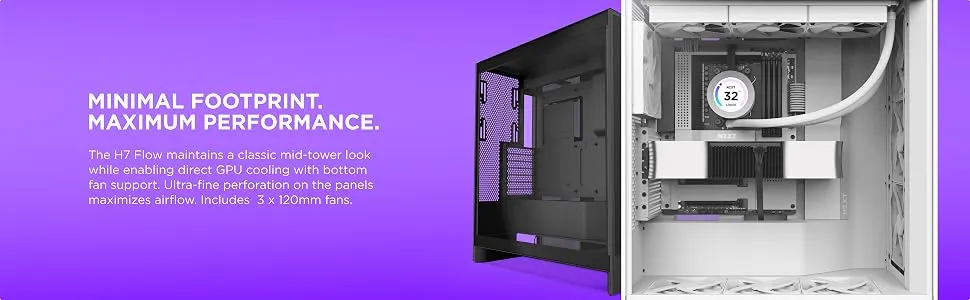 NZXT H7 Flow (2024) ATX Mid Tower Airflow Cabinet (Black) overview 4