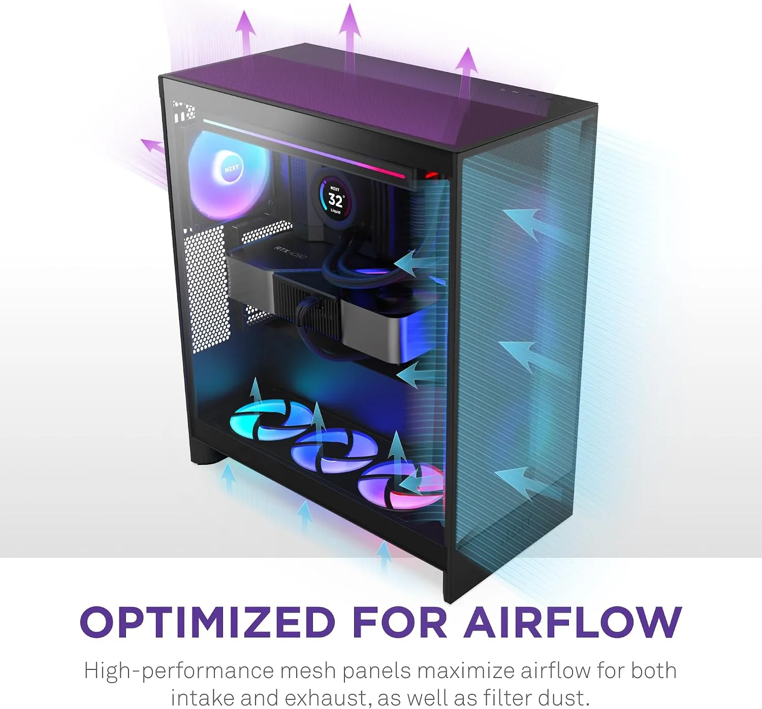 NZXT H7 Flow (2024) ATX Mid Tower Airflow Cabinet (Black) overview 5
