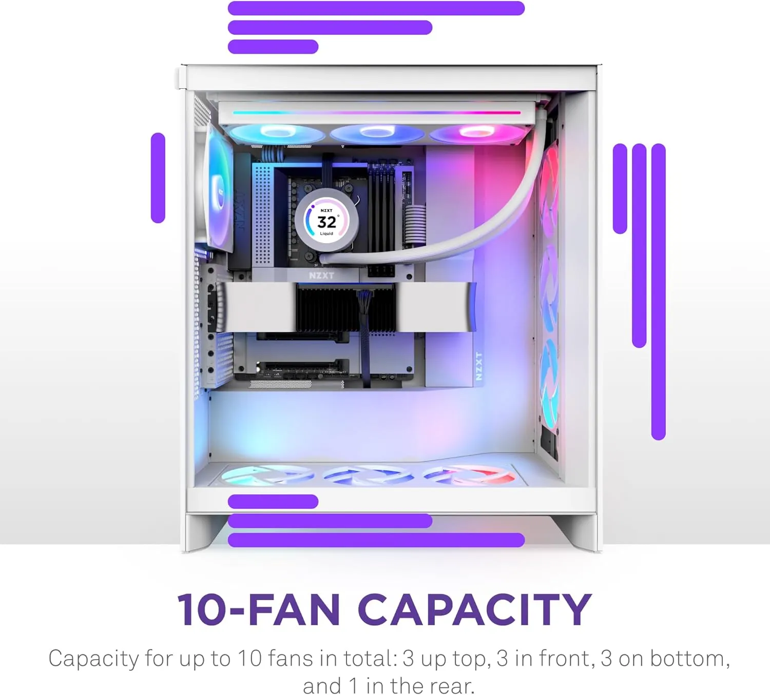 NZXT H7 Flow RGB (2024) ATX Mid Tower Airflow Cabinet (White) overview 6