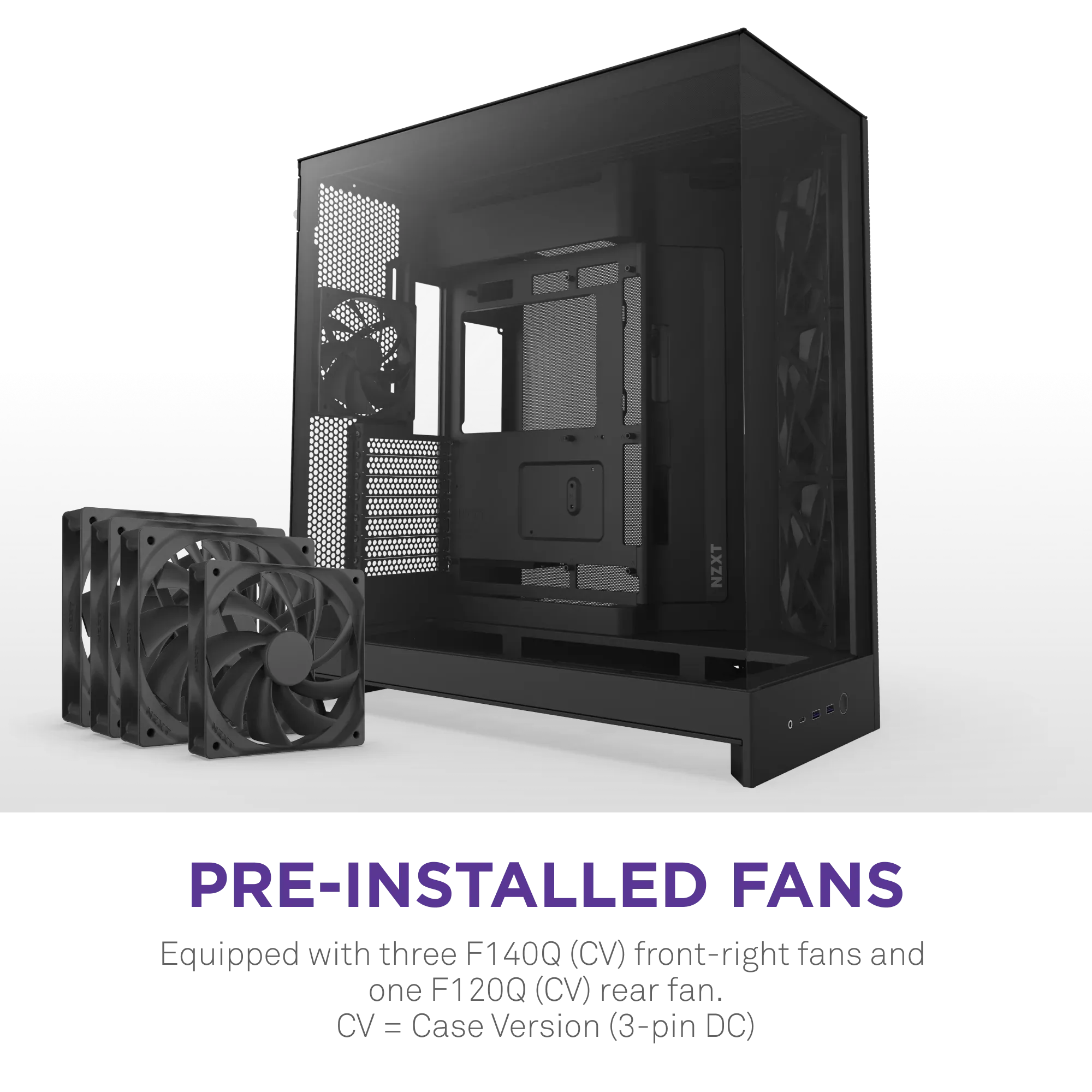 NZXT H9 Flow (2025) Large Dual-Chamber ATX Mid-Tower Airflow PC Case (Black) overview 3