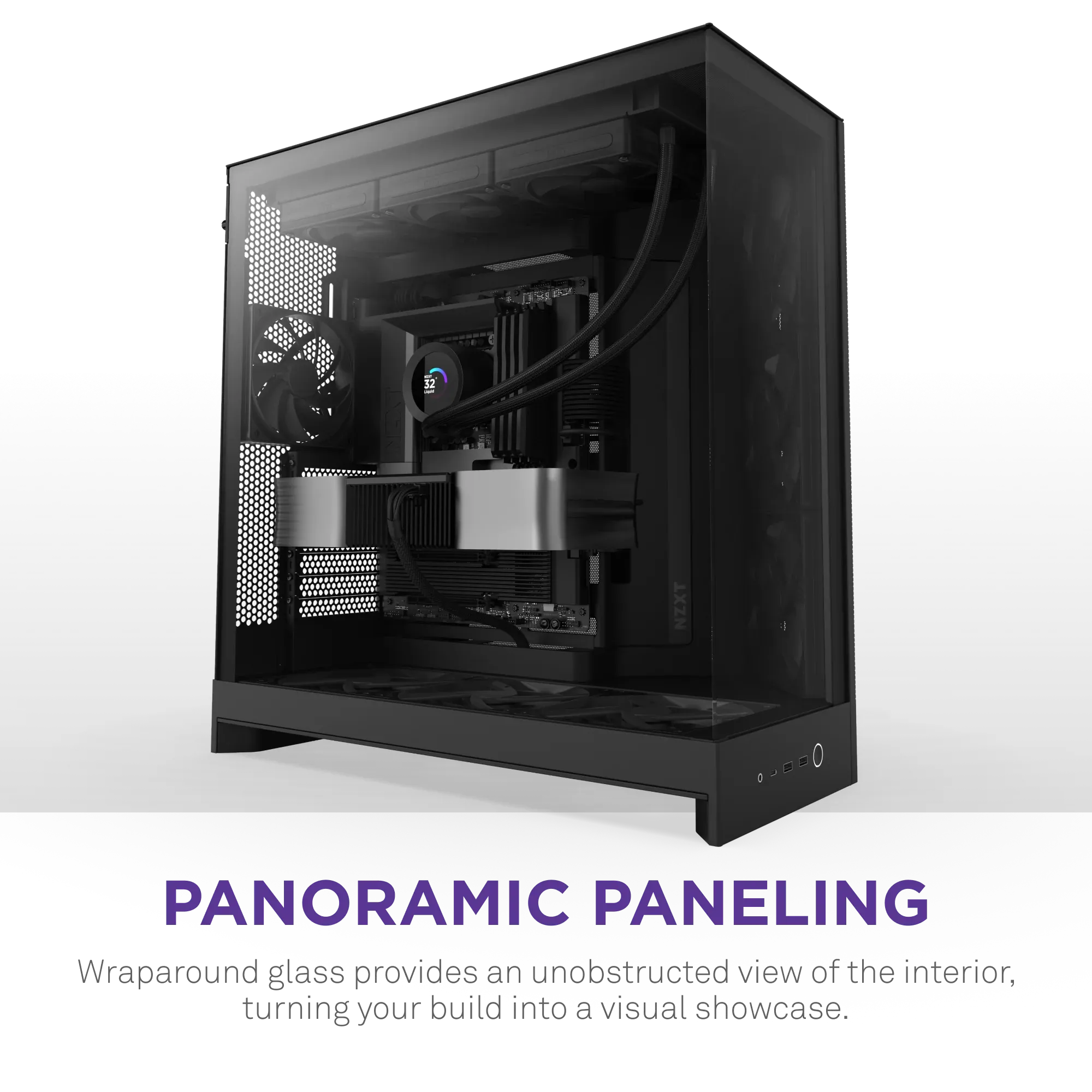 NZXT H9 Flow (2025) Large Dual-Chamber ATX Mid-Tower Airflow PC Case (Black) overview 5