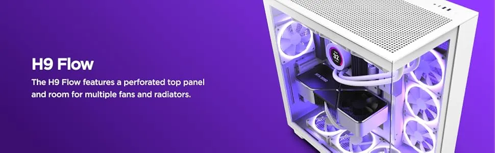 NZXT H9 Flow Dual-Chamber ATX Mid-Tower PC Gaming Case White overview 1