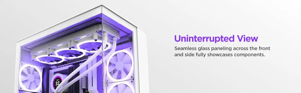 NZXT H9 Flow Dual-Chamber ATX Mid-Tower PC Gaming Case White overview 3