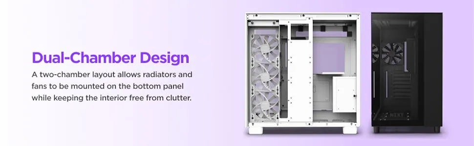 NZXT H9 Flow Dual-Chamber ATX Mid-Tower PC Gaming Case White overview 4