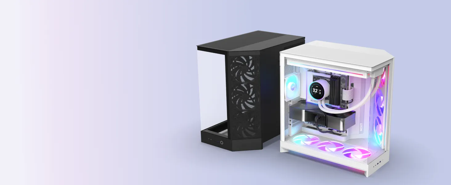NZXT H9 Flow RGB+ (2025) Large Dual-Chamber ATX Mid-Tower Airflow PC Case (White) overview 4