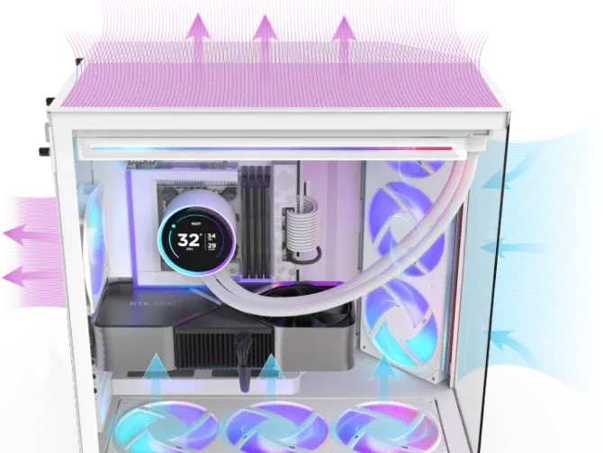 Nzxt H9 Flow RGB 2025 Edition E-ATX White Mid Tower Case overview 1