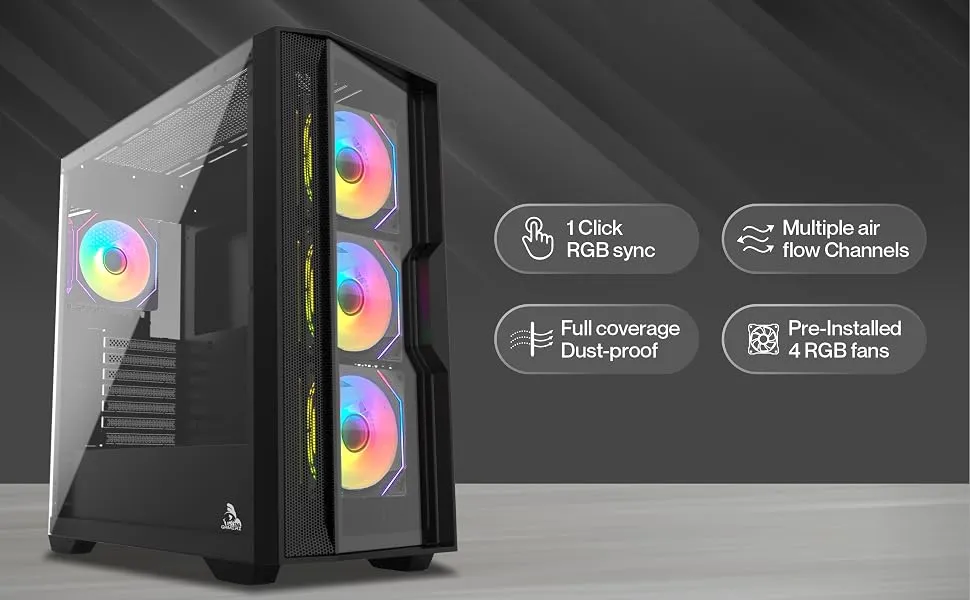 TAG Gamerz Andromeda RGB M ATX Mid-Tower Cabinet (Black) overview 2