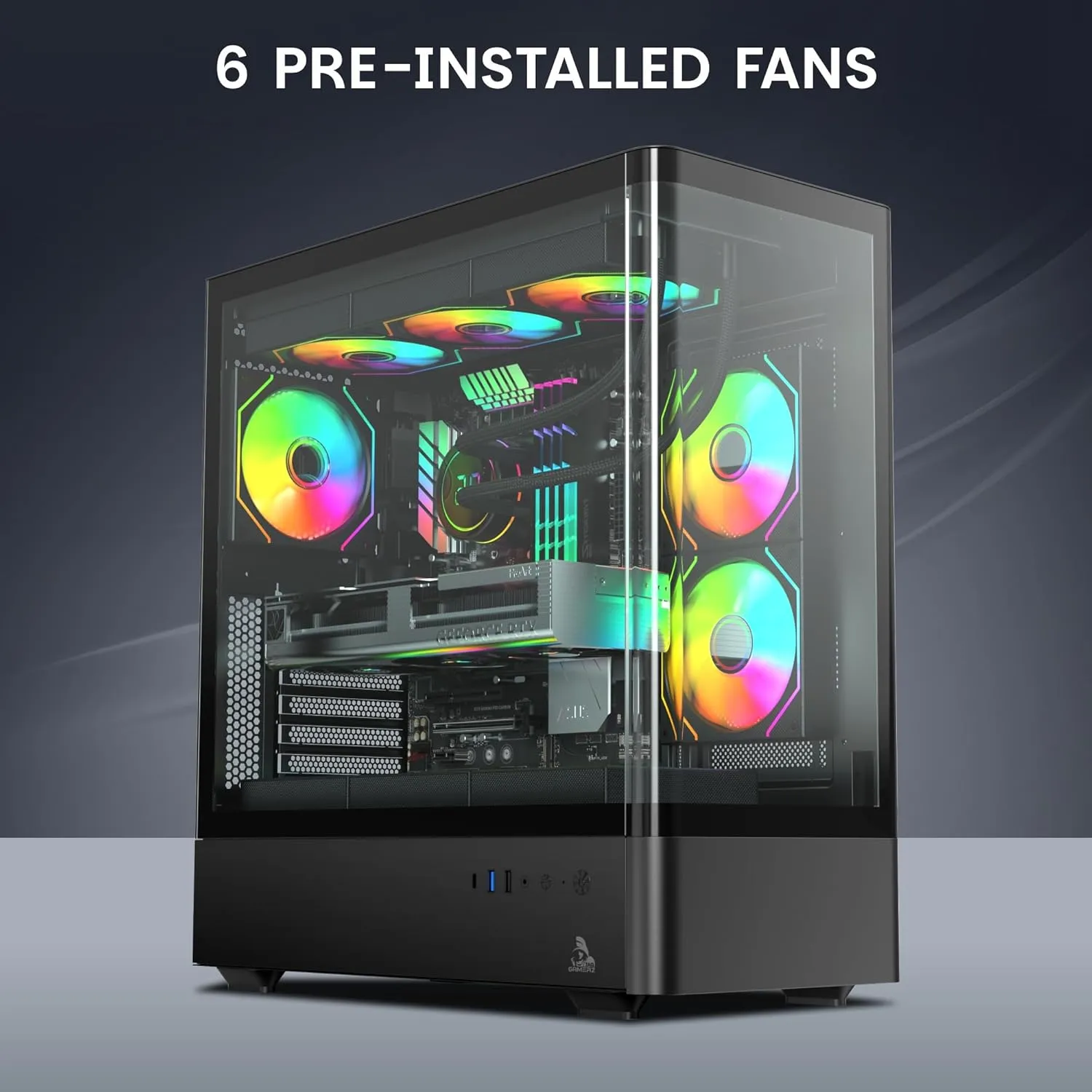 TAG Gamerz Aurora Mid Tower ATX Gaming Cabinet (Black) overview 5