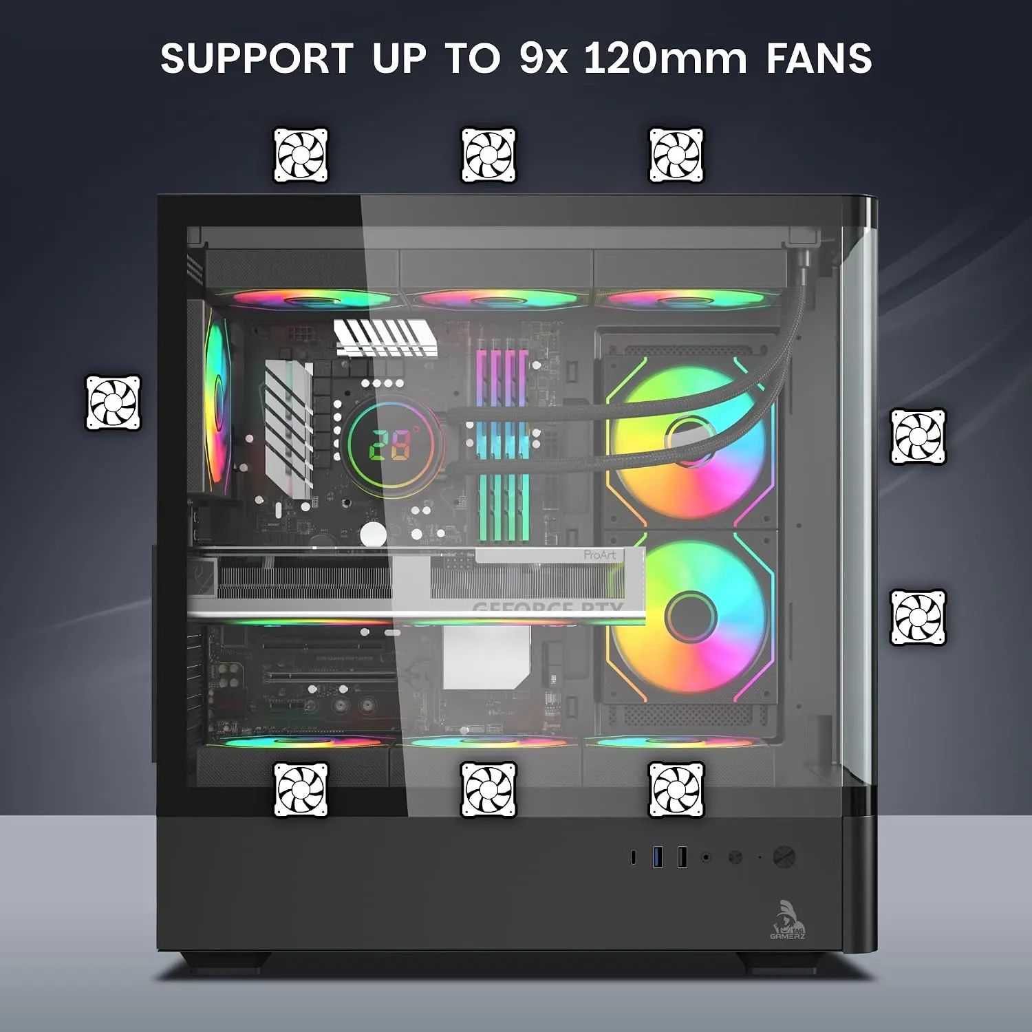 TAG Gamerz Aurora Mid Tower ATX Gaming Cabinet (Black) overview 6