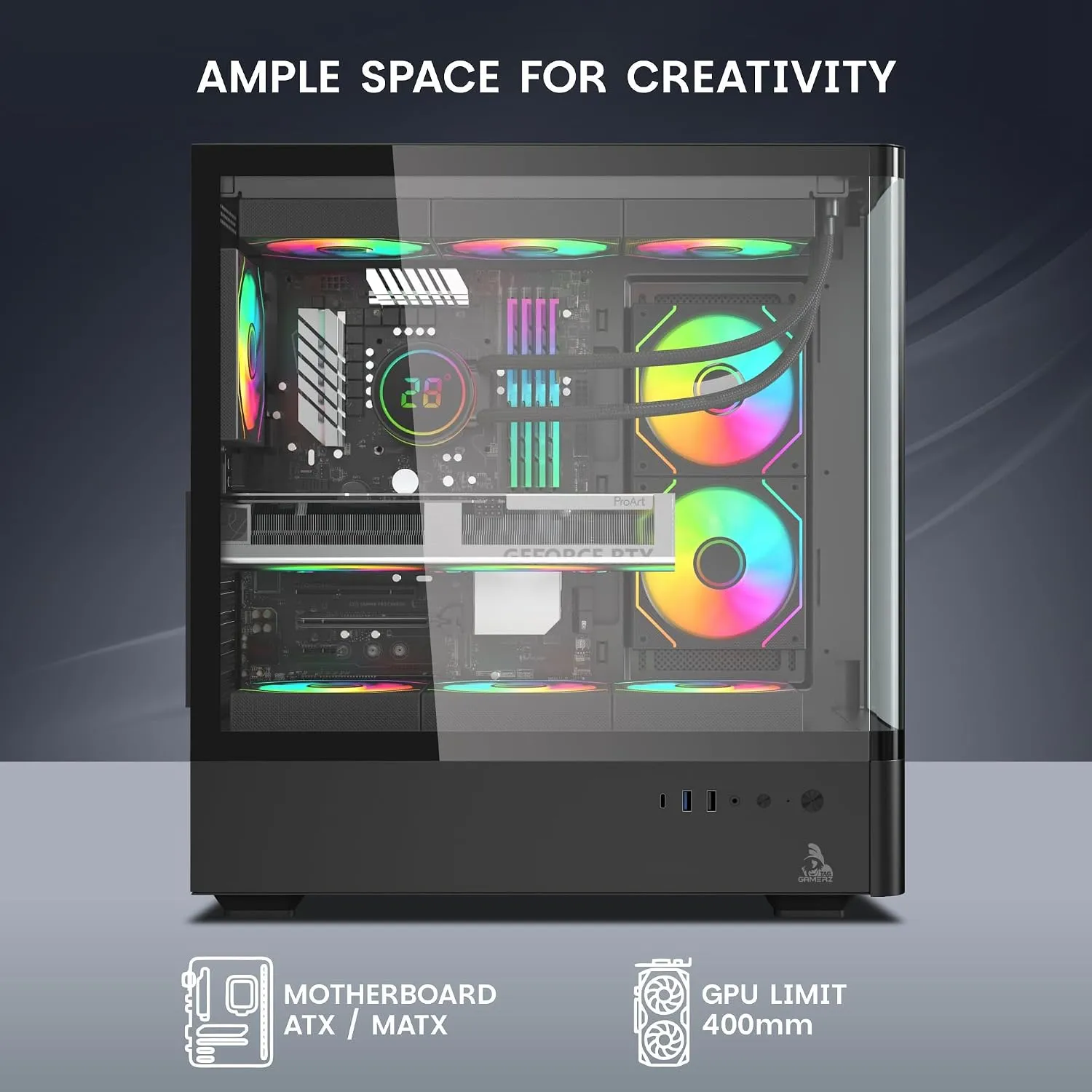 TAG Gamerz Aurora Mid Tower ATX Gaming Cabinet (Black) overview 8