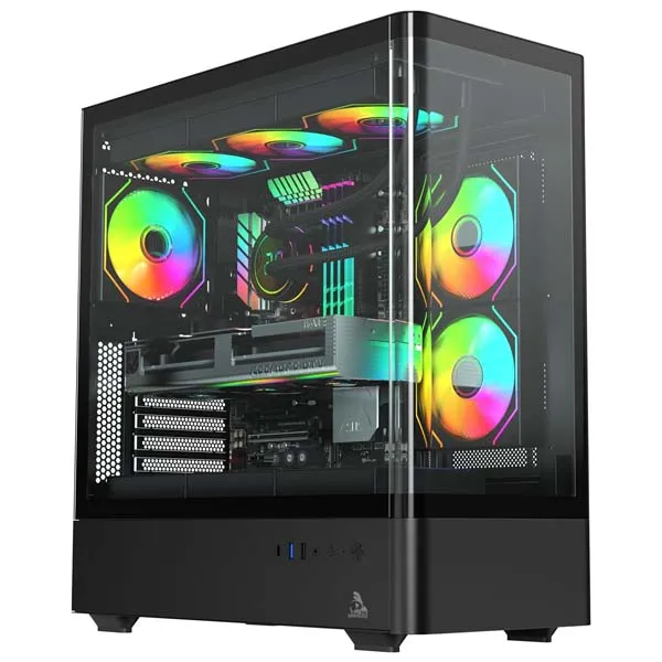 TAG Gamerz Aurora Mid Tower ATX Gaming Cabinet (Black)