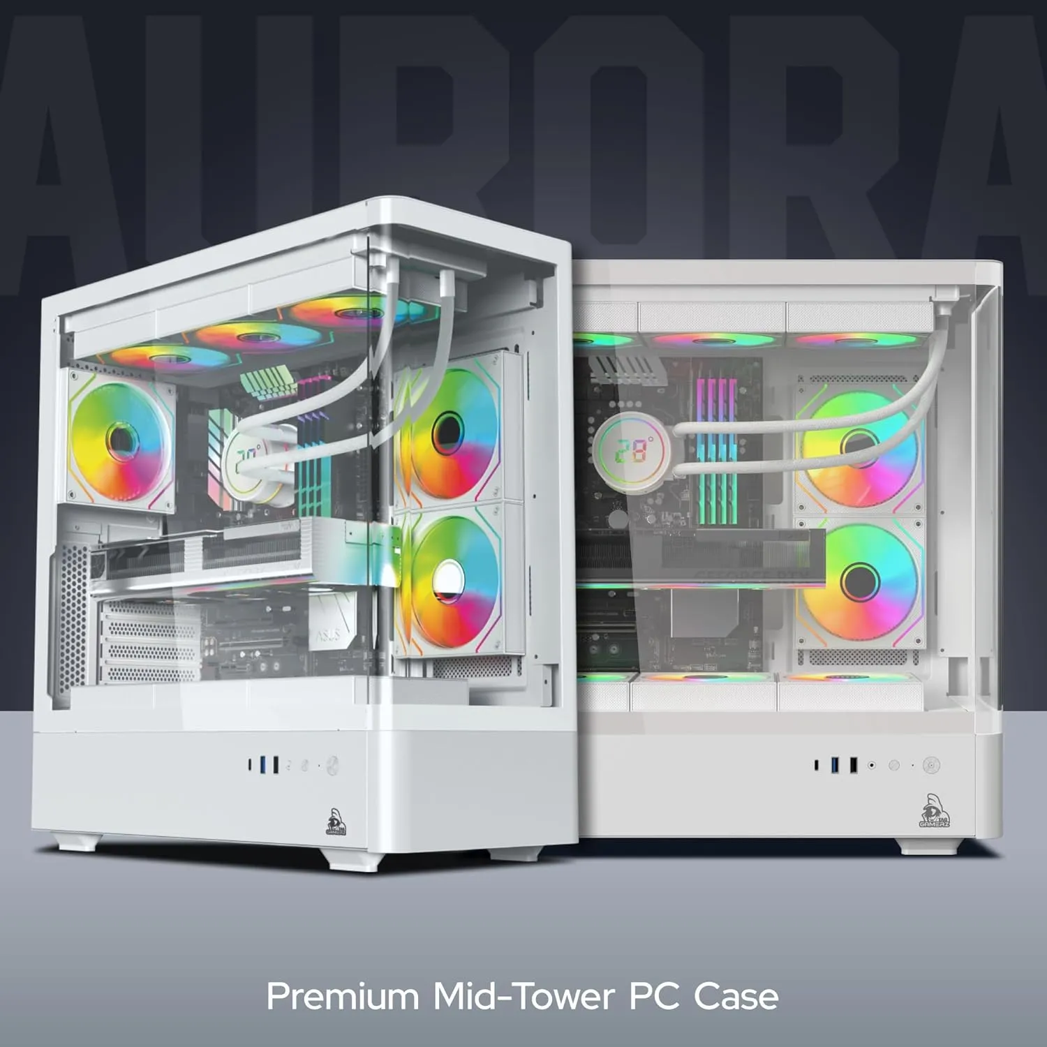 TAG Gamerz Aurora Mid Tower ATX Gaming Cabinet (White) overview 1
