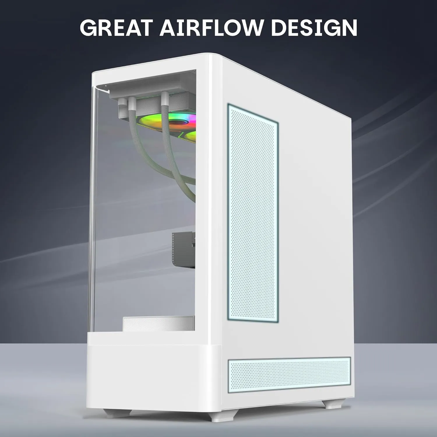 TAG Gamerz Aurora Mid Tower ATX Gaming Cabinet (White) overview 4