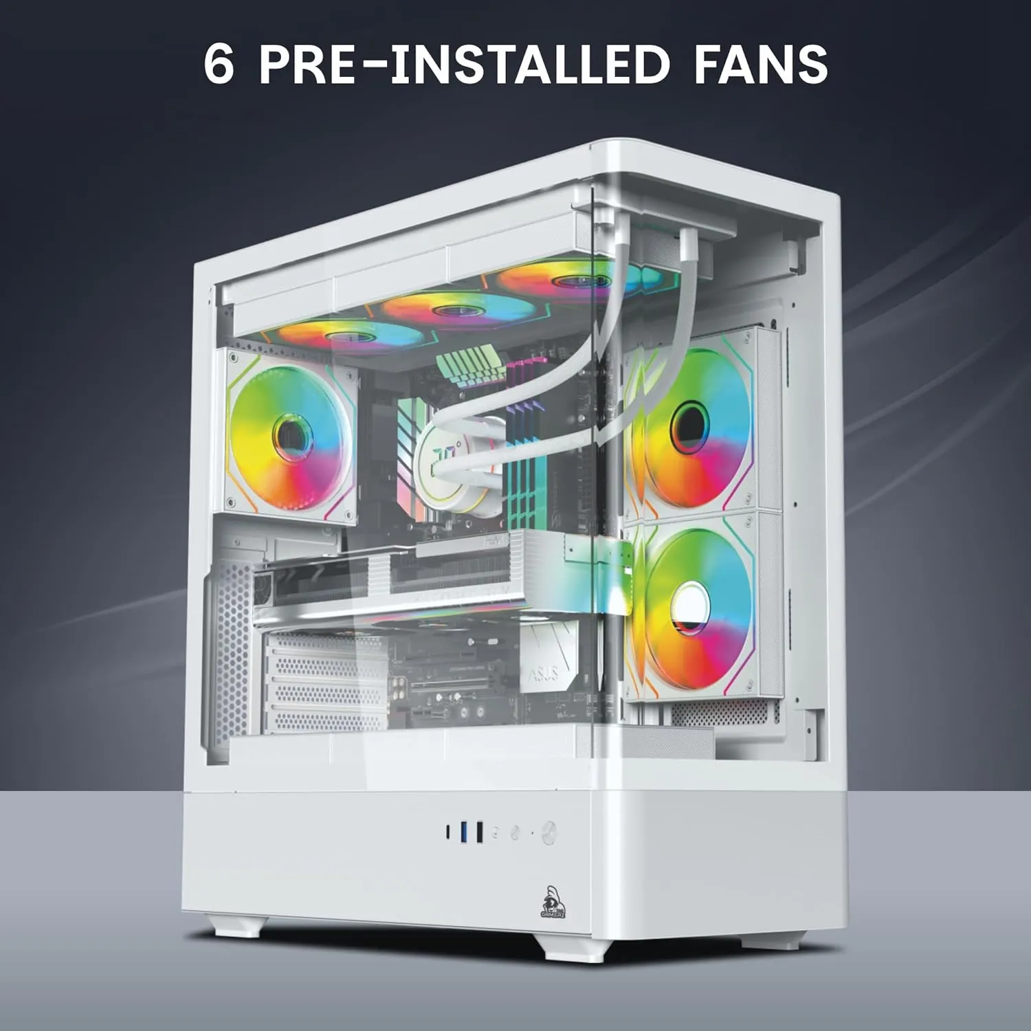 TAG Gamerz Aurora Mid Tower ATX Gaming Cabinet (White) overview 5