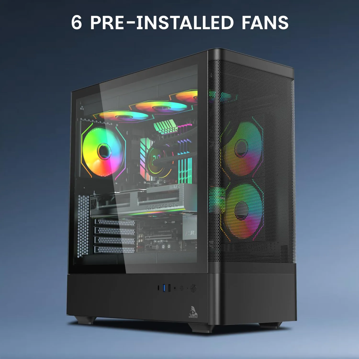 TAG Gamerz Aurora-M Mid-Tower ATX Gaming Cabinet (Black) overview 4
