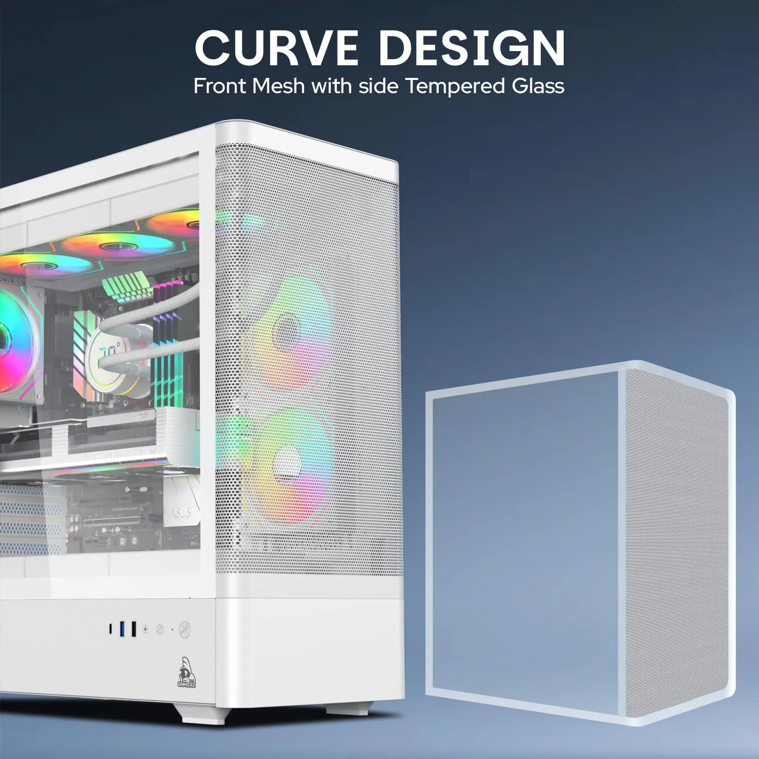 TAG Gamerz Aurora-M Mid-Tower ATX Gaming Cabinet (White) overview 1