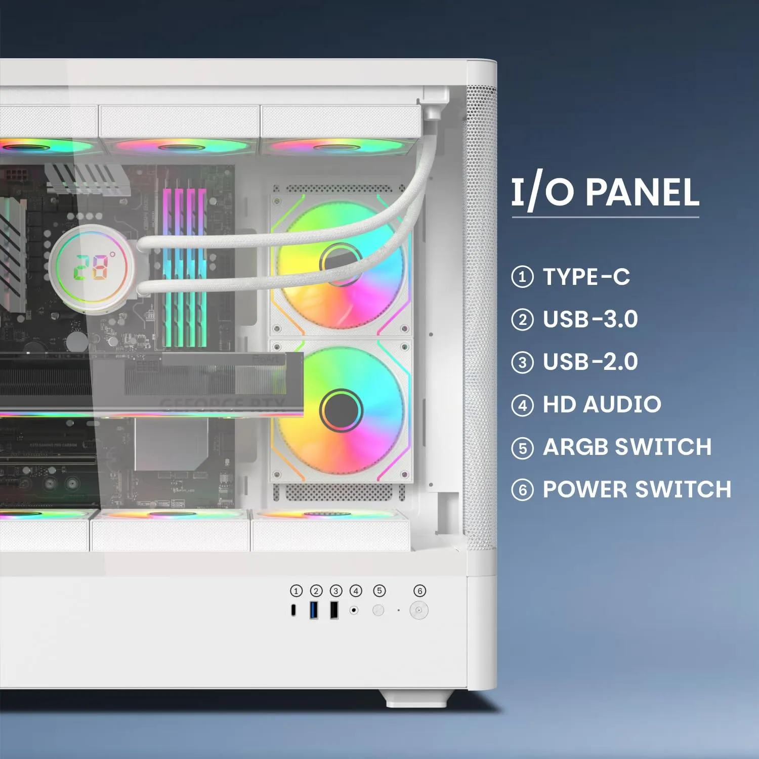 TAG Gamerz Aurora-M Mid-Tower ATX Gaming Cabinet (White) overview 2