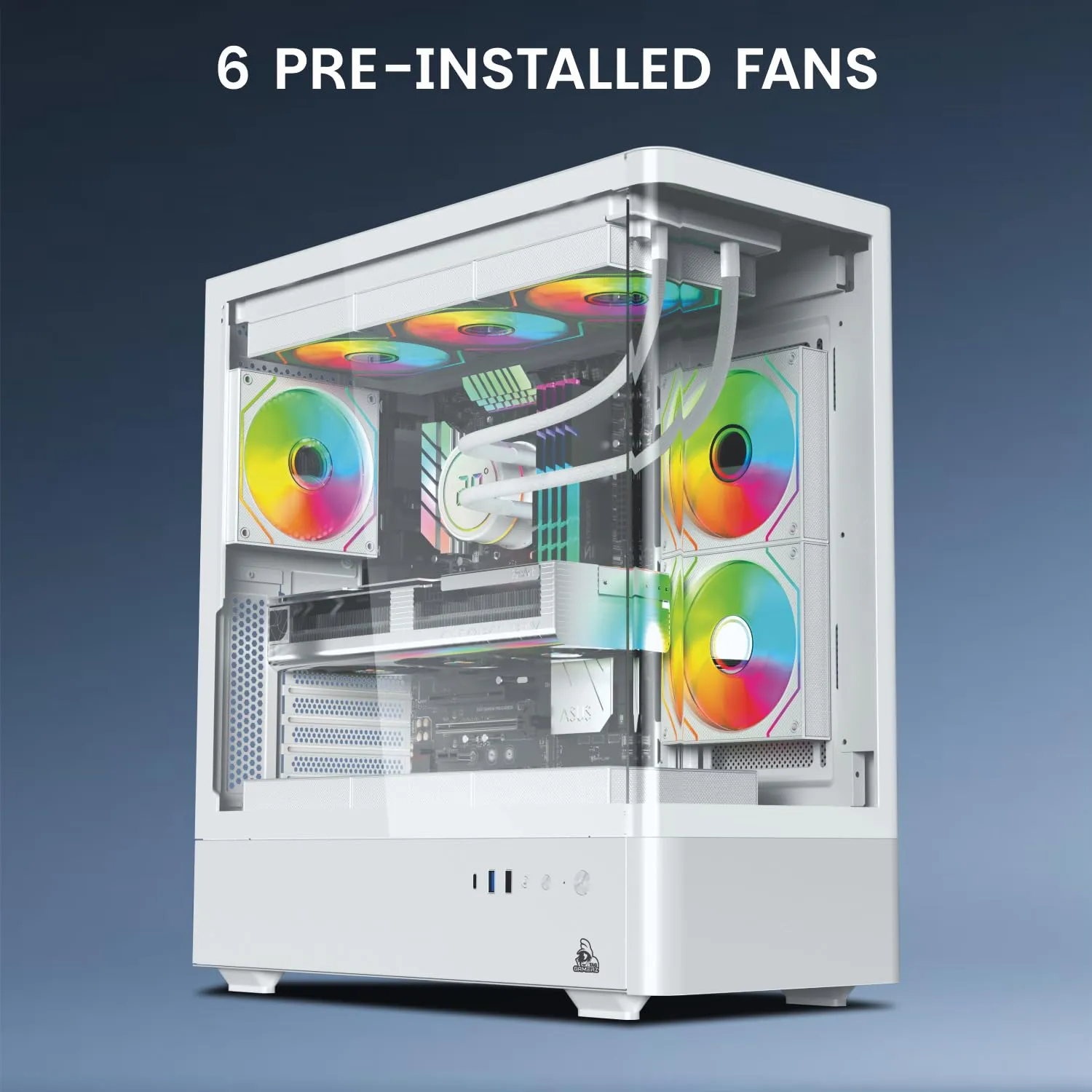 TAG Gamerz Aurora-M Mid-Tower ATX Gaming Cabinet (White) overview 4