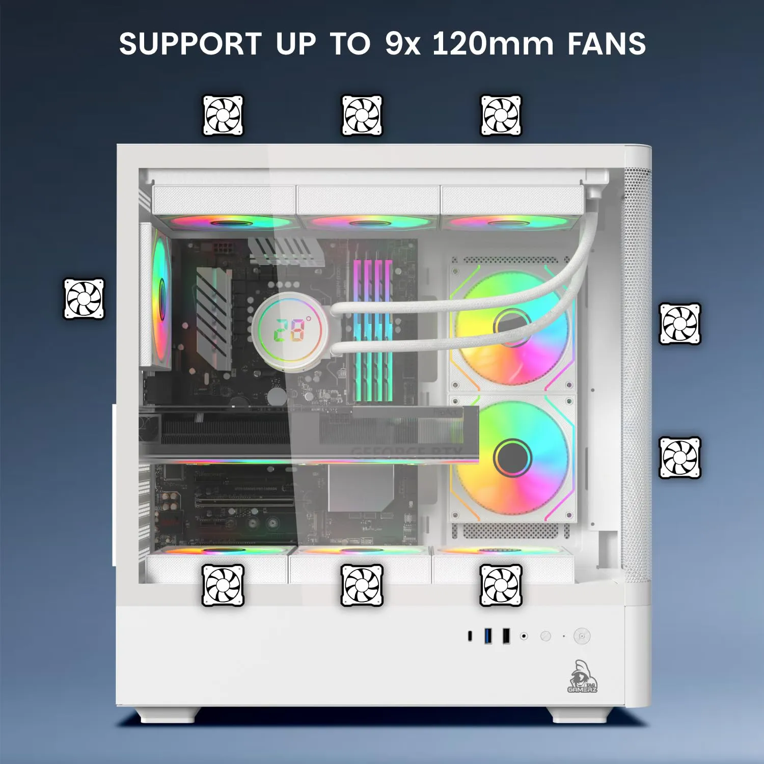 TAG Gamerz Aurora-M Mid-Tower ATX Gaming Cabinet (White) overview 5