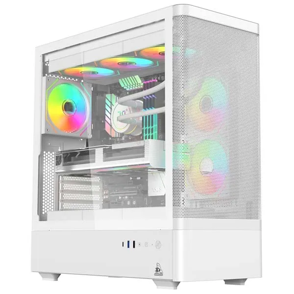 TAG Gamerz Aurora-M Mid-Tower ATX Gaming Cabinet (White)
