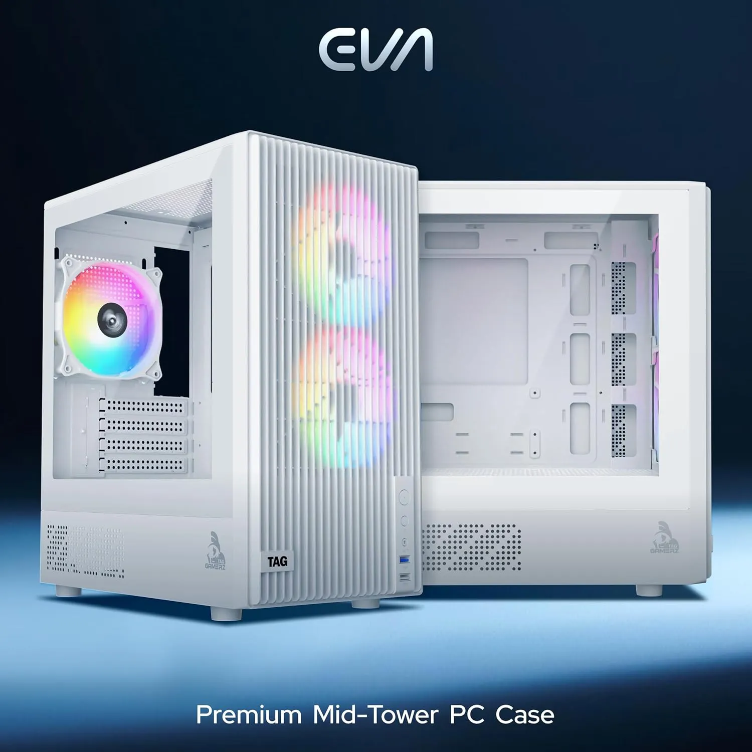 TAG Gamerz EVA Mid-Tower M-ATX Gaming Cabinet (White) overview 1