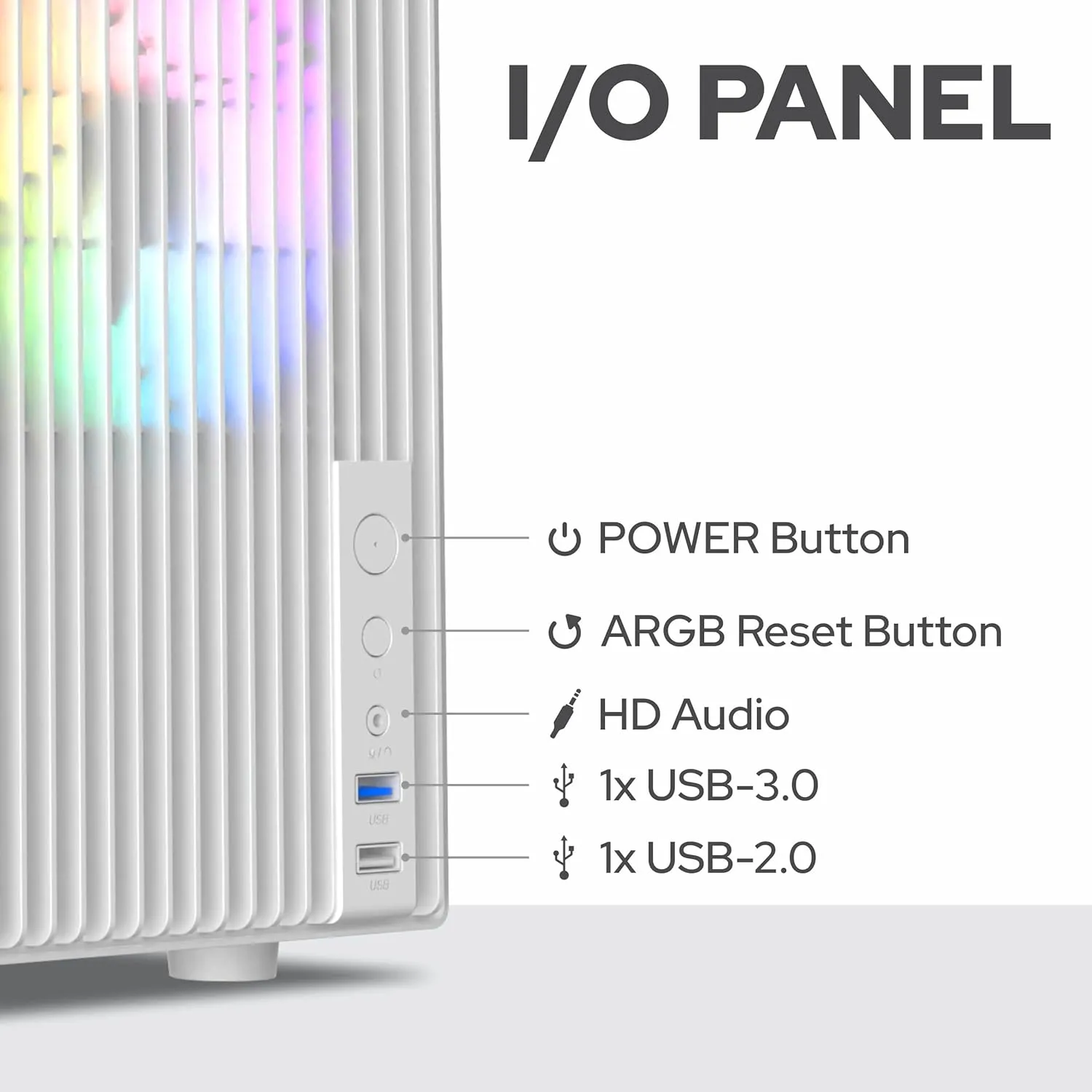 TAG Gamerz EVA Mid-Tower M-ATX Gaming Cabinet (White) overview 3
