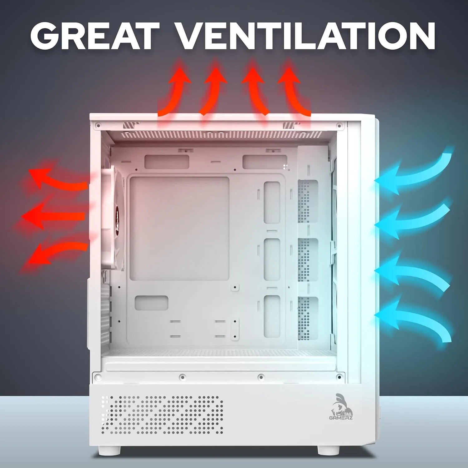 TAG Gamerz EVA Mid-Tower M-ATX Gaming Cabinet (White) overview 6