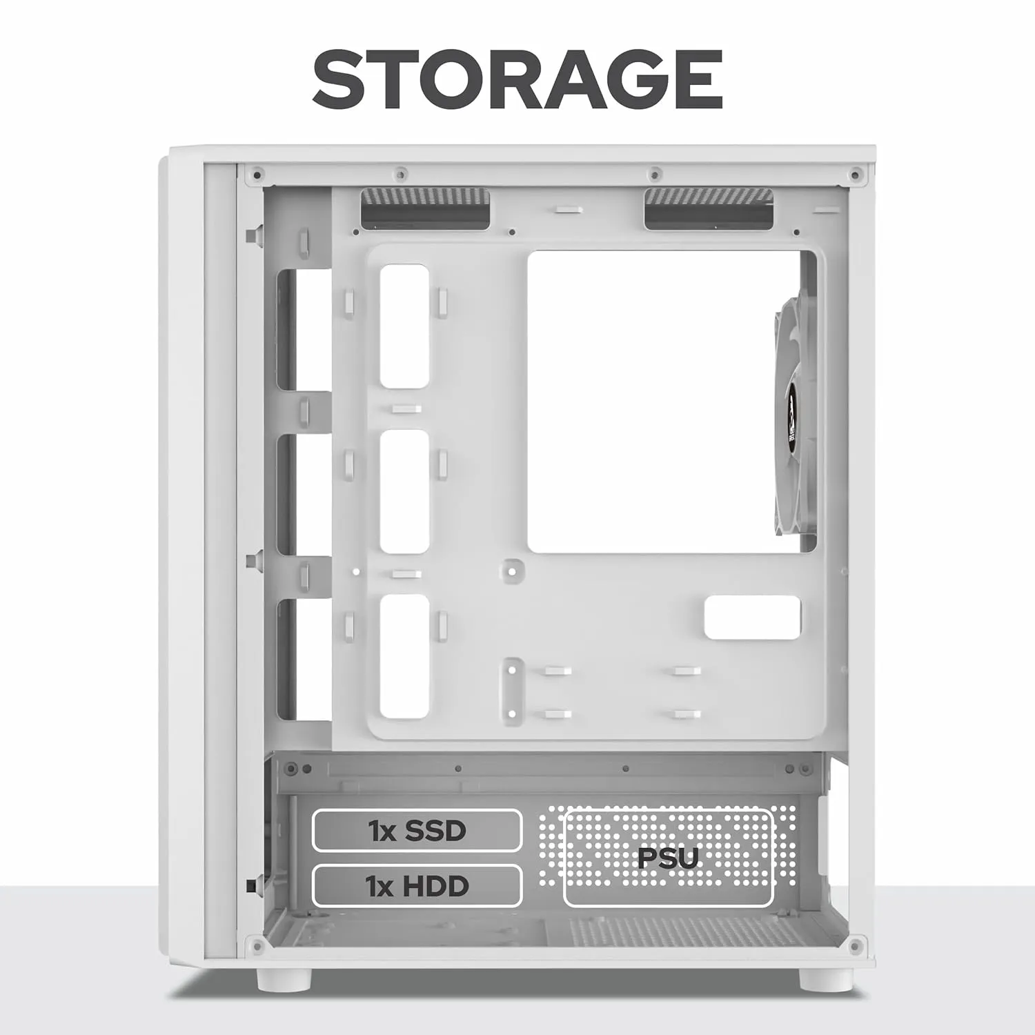 TAG Gamerz EVA Mid-Tower M-ATX Gaming Cabinet (White) overview 7