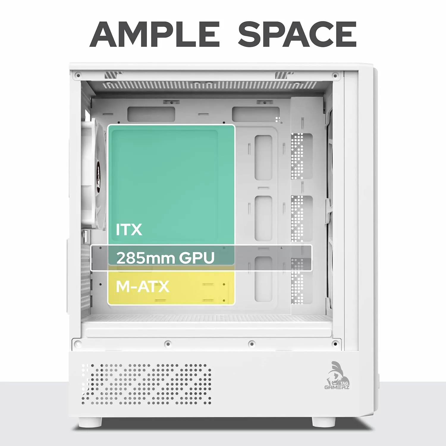 TAG Gamerz EVA Mid-Tower M-ATX Gaming Cabinet (White) overview 8