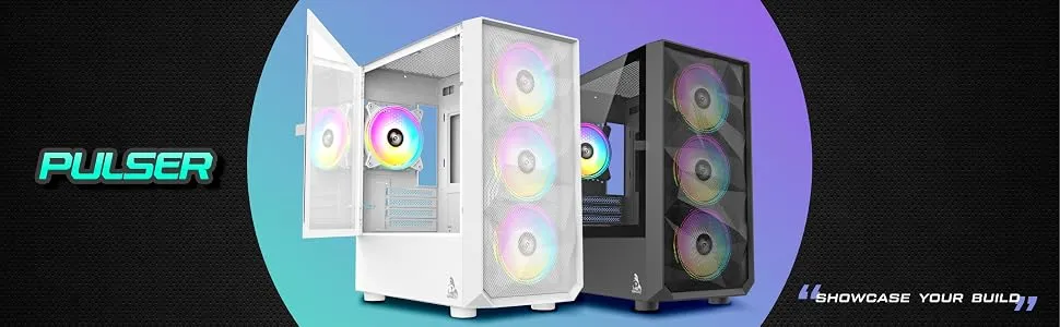 TAG Gamerz Pulser ARGB M-ATX Mid Tower Cabinet (White) overview 1