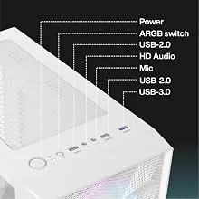TAG Gamerz Pulser ARGB M-ATX Mid Tower Cabinet (White) overview 10