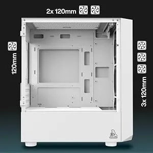TAG Gamerz Pulser ARGB M-ATX Mid Tower Cabinet (White) overview 6